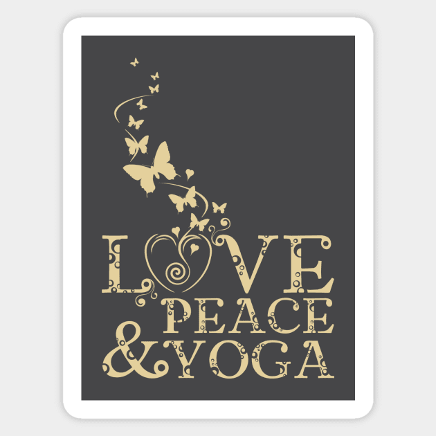 Love, Peace and Yoga Sticker by Artizan